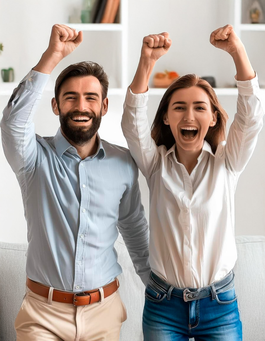 pareja celebrando ganar su proceso contra la fiduciaria